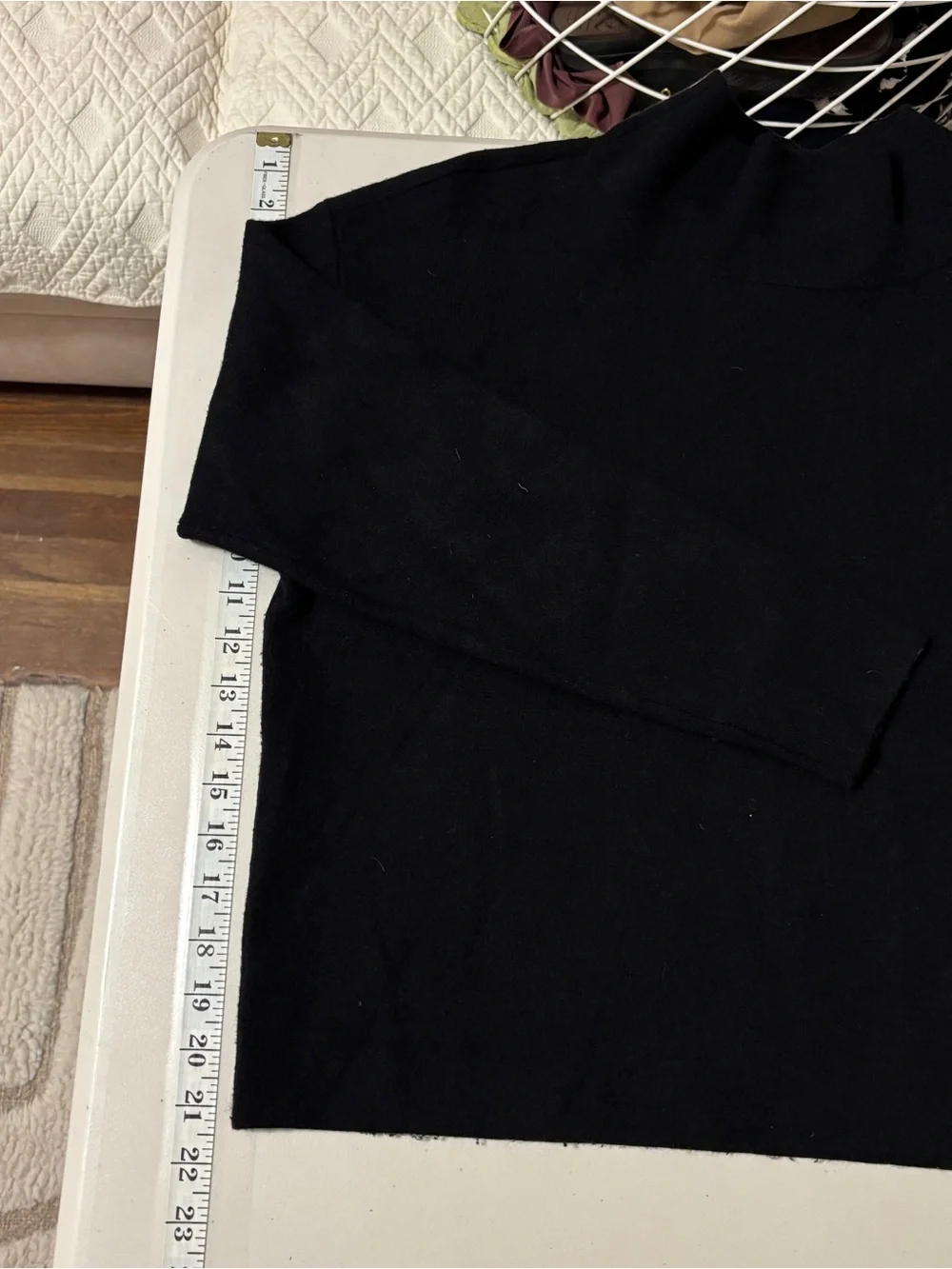 Quince Eco Knit Milano Stitch Mock Neck Pullover Size S Black Funnel Minimalist